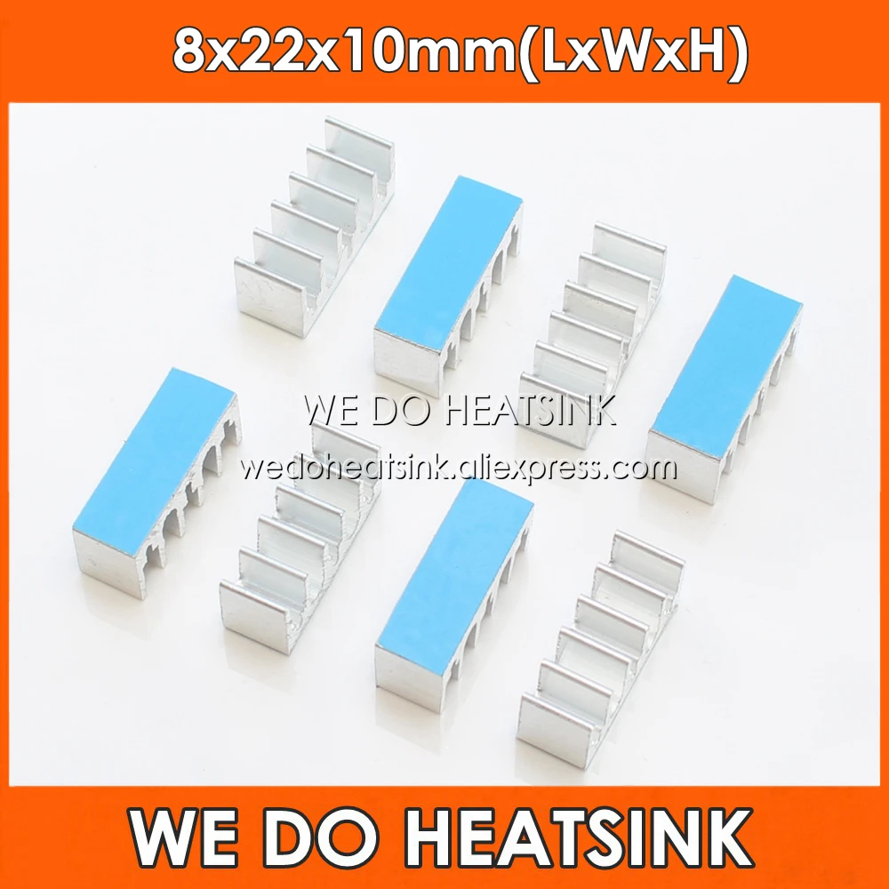 

WE DO HEATSINK 8x22x10mm Aluminum Cooling Cooler Heat Sink With Blue Thermal Conductive Double Sided Adhesive Stick Pad