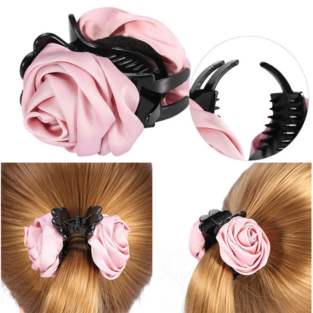 Fashion Rose Flowers Hair Claws Clips For Women Girls Pink Sweet Hair Crab Clamp Hairpins Hairgrips Hair Accessories For Gifts