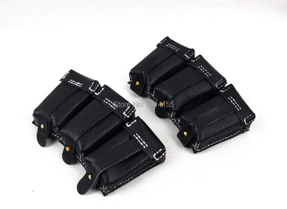 Collectable  2PCS German K98 Triple Leather Ammo Pouch Black