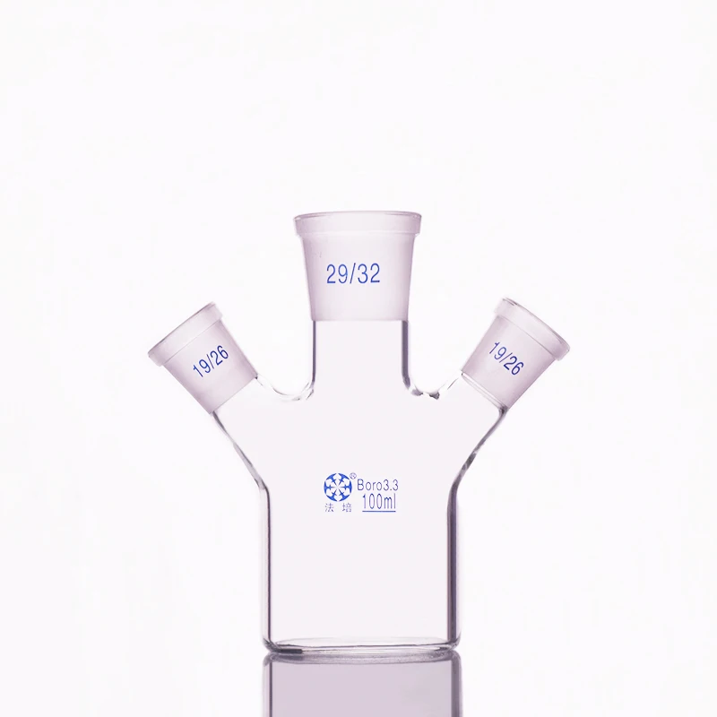 

Single-deck cylindrical three-necked flat-bottom flask 100ml,Middle 29/32,Side 19/26,Single-deck cylindrical reactor bottle