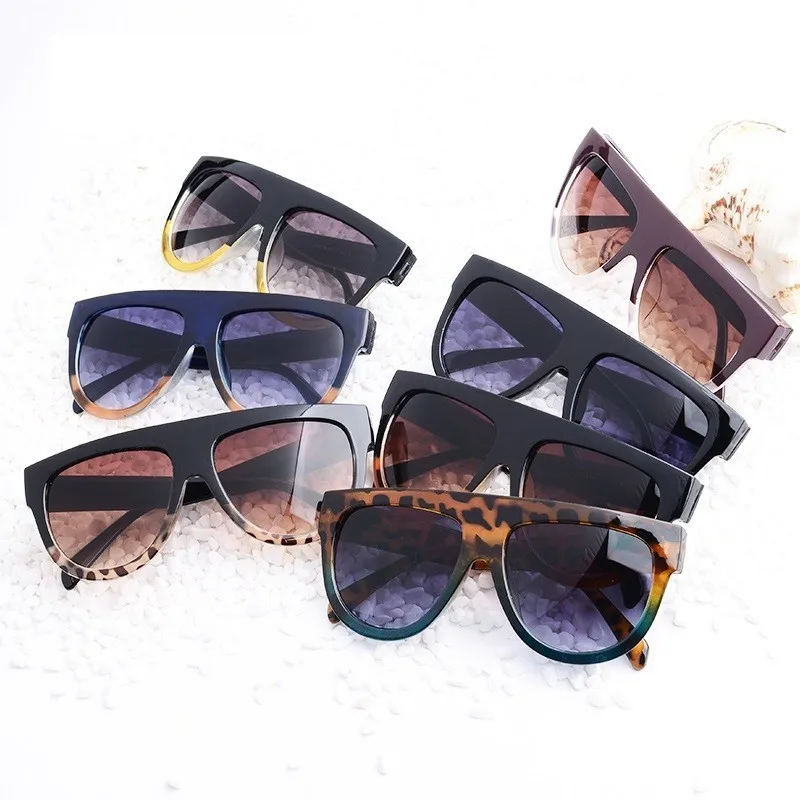 Flat Top Oversized Square Sunglasses Woman Gradient 2019 Summer Style Classic Woman Sun Glasses Female Big Square Eyewear UV400