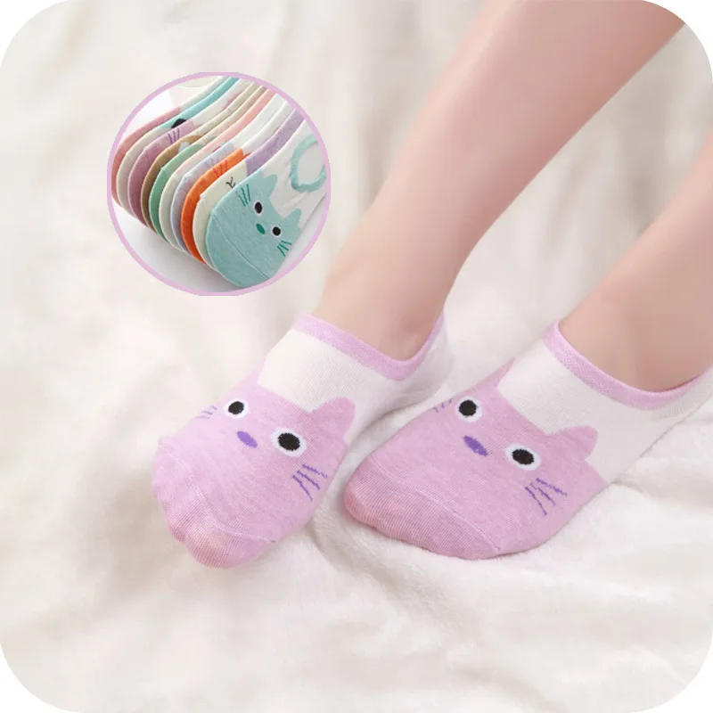 Colorful animal Invisible Short Woman Sweat summer comfortable cotton girl women\'s boat socks ankle low female 1pair=2pcs XG37