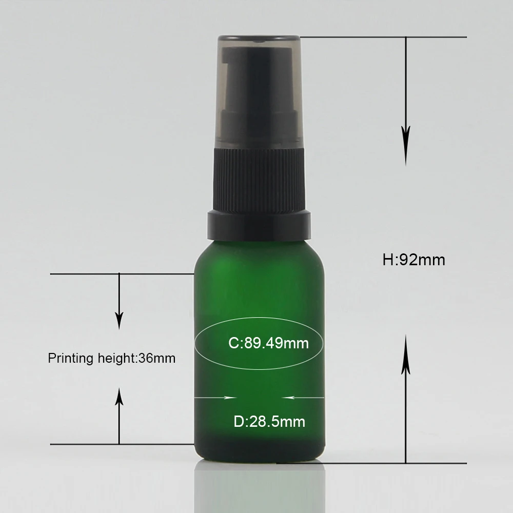 Green Glass bottles with plastic Lotion pump 15ml, 100PCS a lot glass packaging for cosmetic