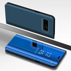 Clear View Mirror Flip Case For Samsung Galaxy S10 S9 Note 8 S8 Plus Plating Leather Cover For Samsung S9 S10 Plus Note 9 S10+