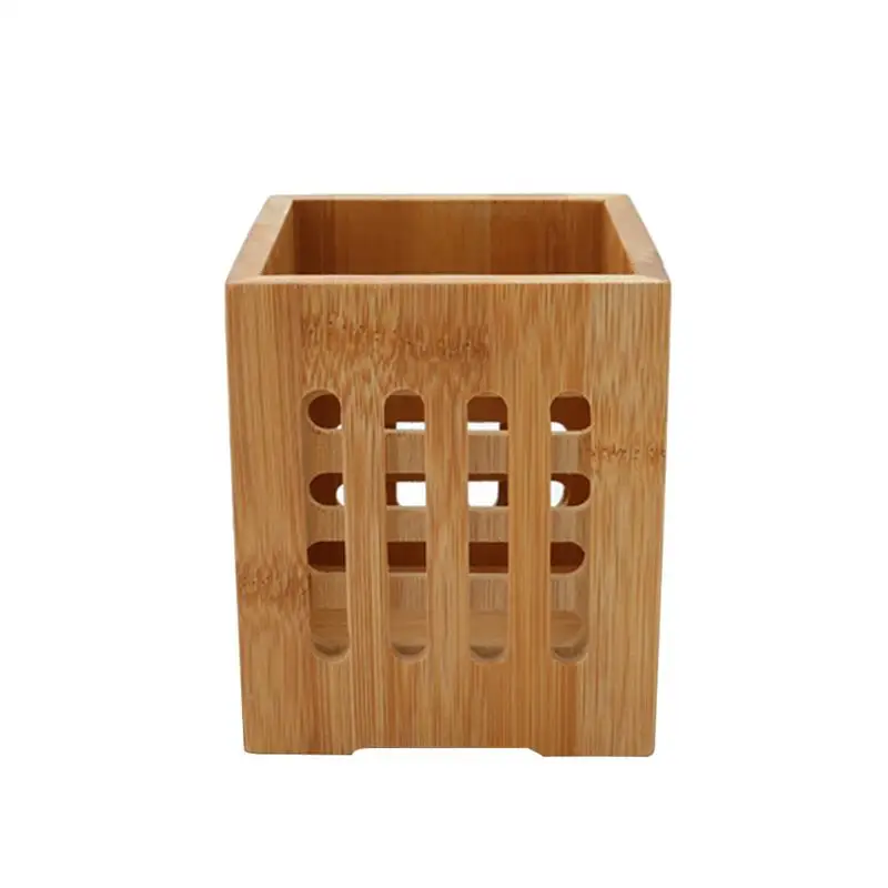 1 pc Chopsticks Holder Holey Durable Kitchen Bamboo Tableware Drying Canister Storage Bucket Cutlery Organizer for Restaurant