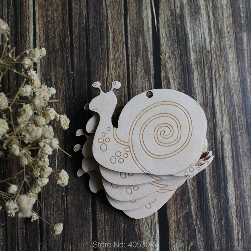 Wooden Snail  Shape Art Projects Craft Decoration Embelishments Decoupage Ornament Craft Supply