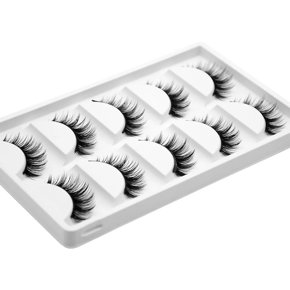 Kimcci 5 Pairs 3D Mink Eyelashes Natural Long False Mink Lashes Hand Made False Lashes 100% Cruelty free Lashes Reusable Cilia