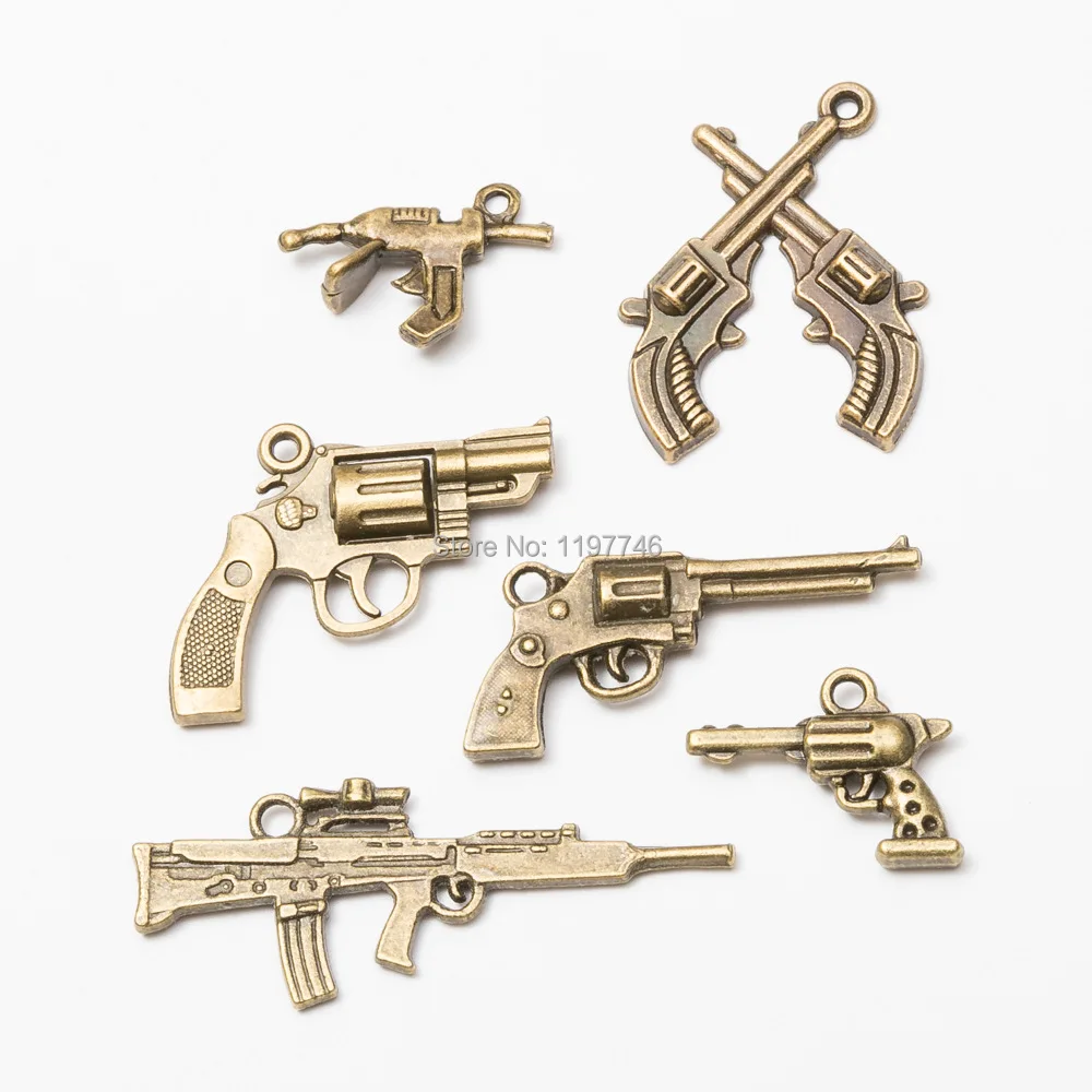 

Charm for diy Pistol Submachine Gun Pendant Hip Hop Jewelry Vintage Charm For Men Women Fit DIY Jewelry Necklace Bracelet Making