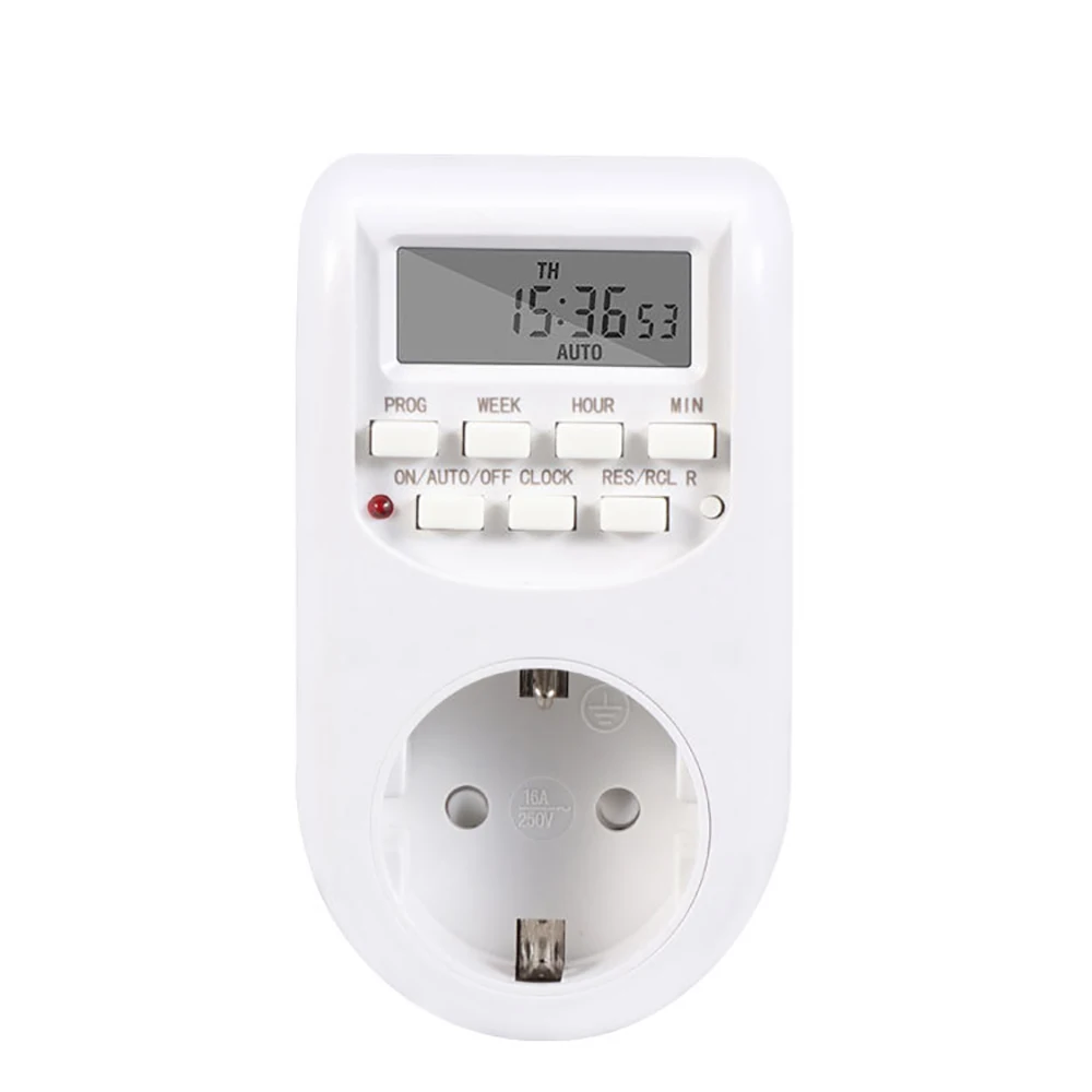 220v AC 50Hz Timer Switch Digital Plug-in Power Socket Energy Saving Programmable Setting of Clock/ On/ Off Time for Home