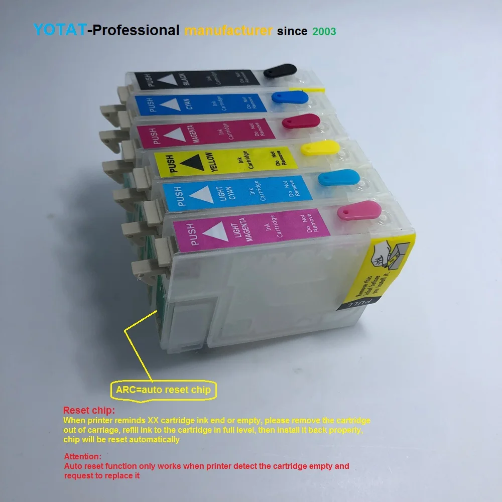 T0791 - T0796 Refillable Ink Cartridge with ARC Chip for Epson Stylus Photo 1400 PX650 PX700W PX710W PX800FW PX810FW P50