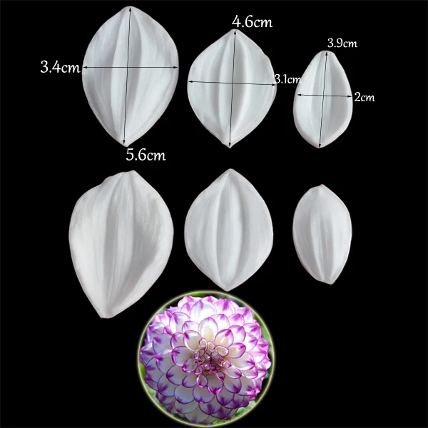 Dahlia Petal Flower Silicone Baking Form 3d Molds For Cake Lollipop Ice Cube Jelly Biscuit Bachelorette Party For Oven Confectio