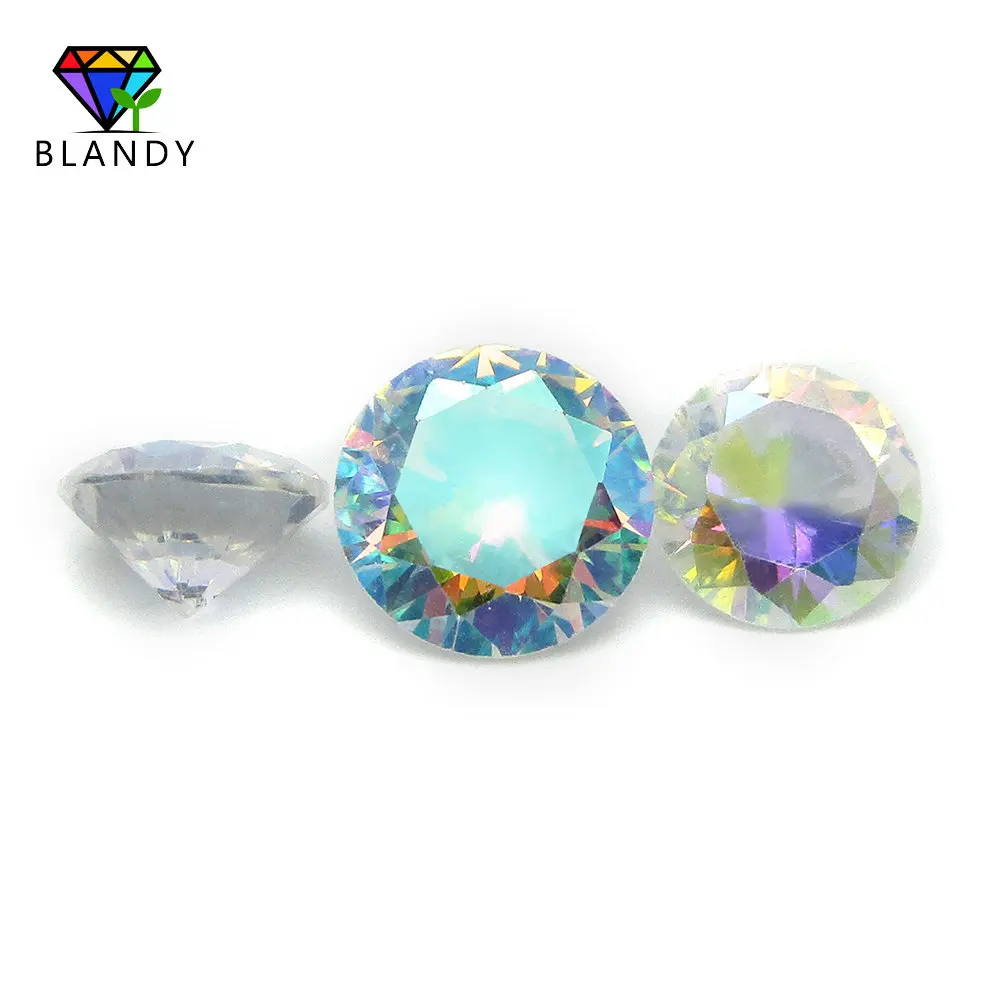 1.0~10mm AB Colors Cubic Zirconia Stone Round Cut Mix-Color Loose CZ Stone Synthetic Gems For DIY Jewelry