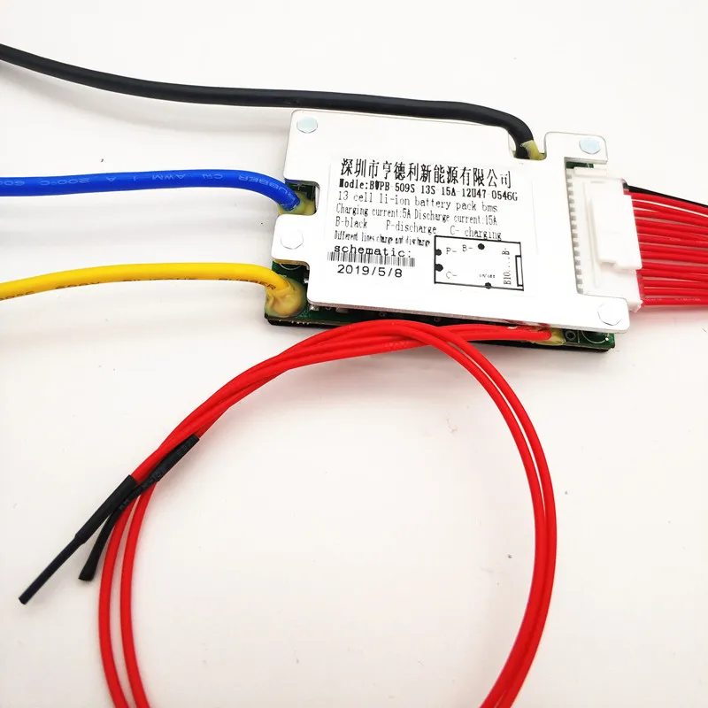 13s Bms for 48v E Bike Battery On Off Switch Charging Voltage 54.6v 15a Hailong Water Bottle Style Pcm Pcba