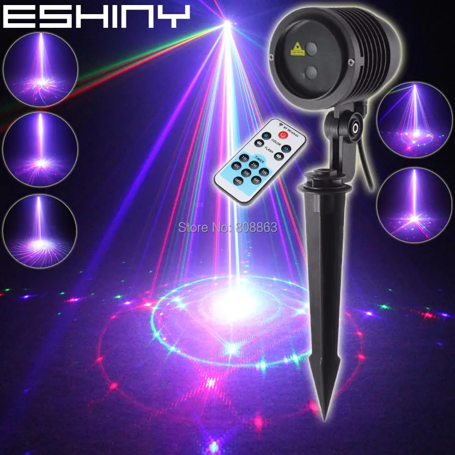 

ESHINY Outdoor RGB Laser 24 Big Patterns Projector WF Holiday House Party DJ Wall Landscape Garden Christmas Tree Light T247D2