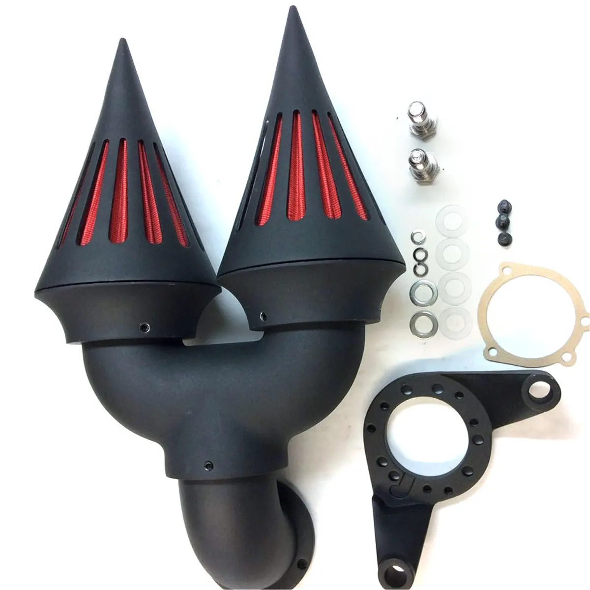 Motorcycle Double Air Cleaner Kit intake filter fit For Harley Davidson CV Carburetor Delphi V-Twin Black / Chrome