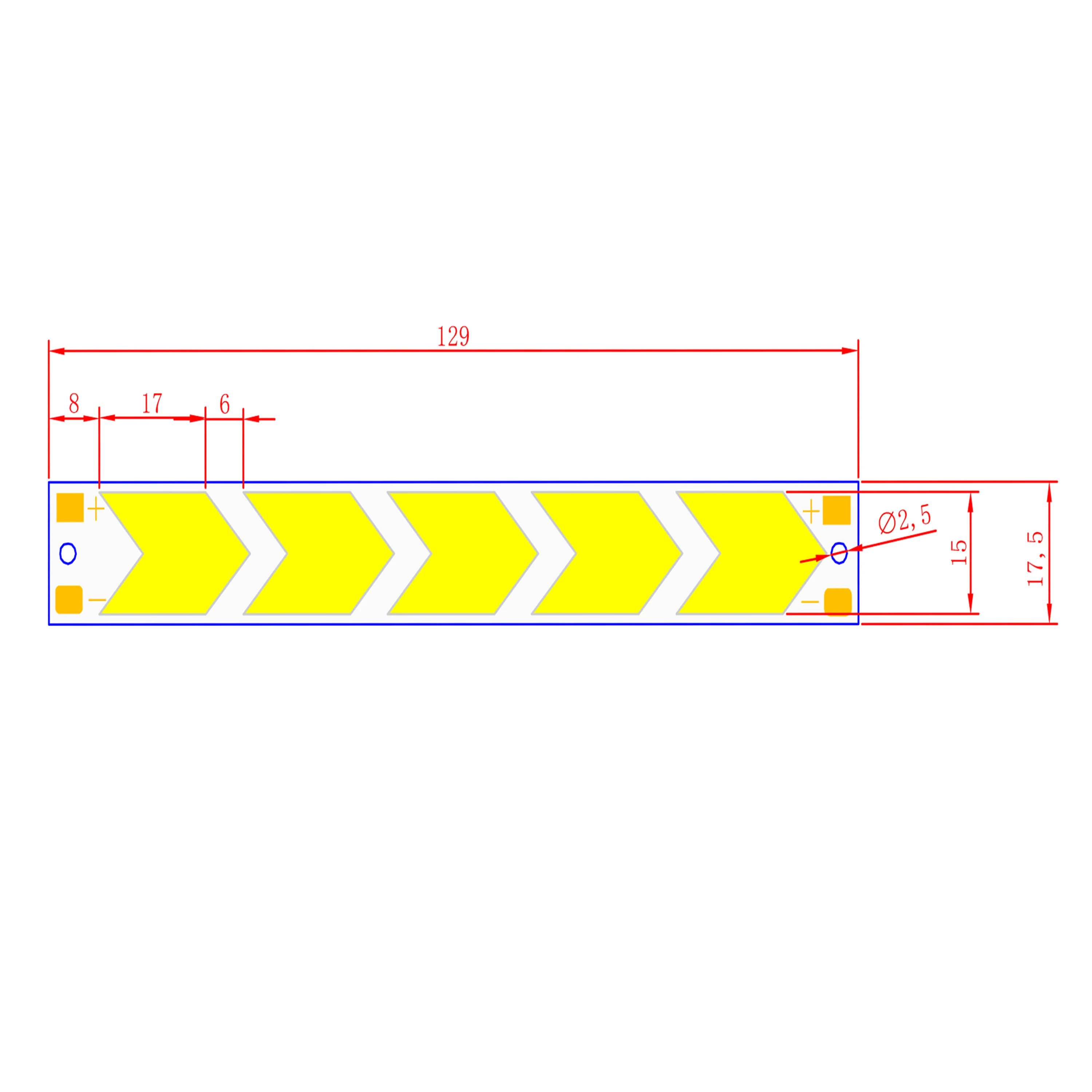 new manufacturer 12V DC arrow shape led cob strip light source for auto daytime running light cob led strip chip bulb tubles