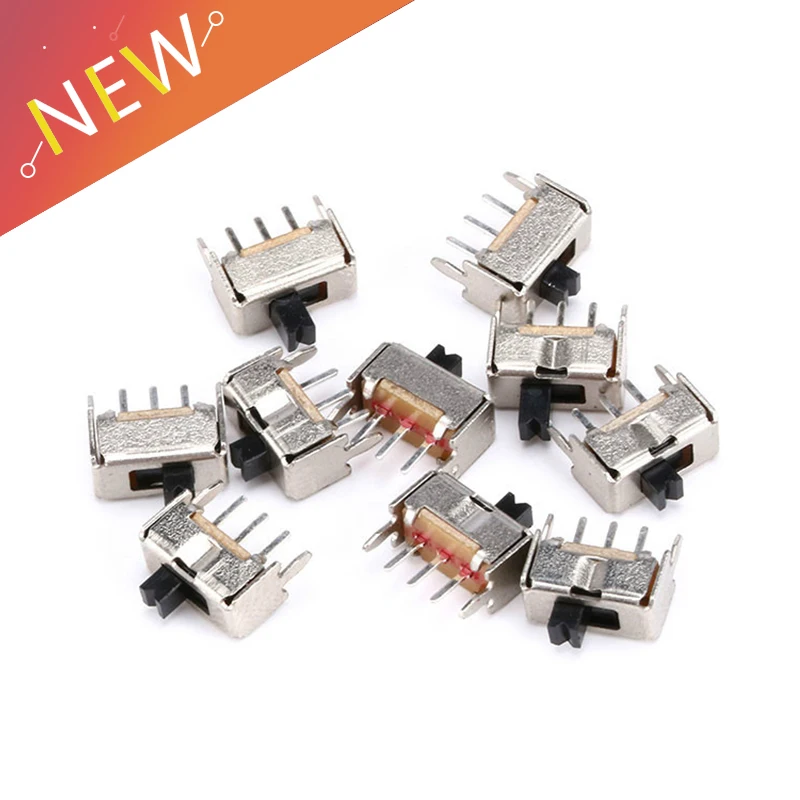 10 sztuk nowy SS12D07G3 3-pinowy PCB 2 pozycje 1P2T SPDT miniaturowy przełącznik suwakowy pokrętło boczne DC 50V 0.3A