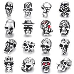 Stainless Steel Hole 6mm Paracord Knife Lanyard Beard Beads Large Slide Skull Charm Pendant DIY Making Handmade Bracelet