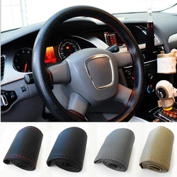 36mm Car Truck Braid Leather DIY Steering Wheel Cover with Hole Thread