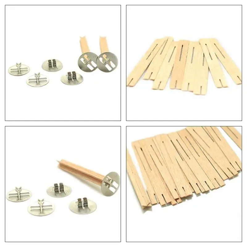 50Pcs Cross Wooden Candle Wicks Natural Candle Cores With Metal Base For Candle Making DIY Craft Cotton core