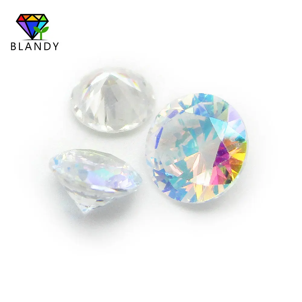 1.0~10mm AB Colors Cubic Zirconia Stone Round Cut Mix-Color Loose CZ Stone Synthetic Gems For DIY Jewelry