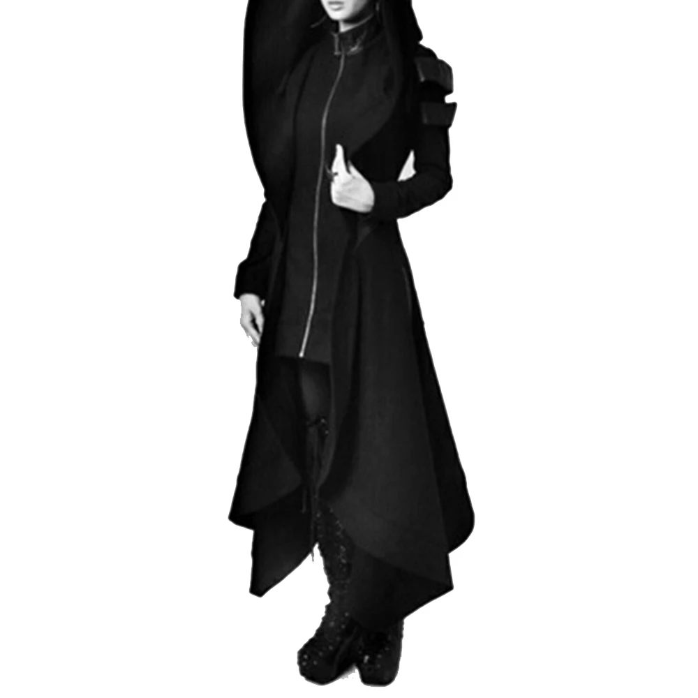 Autumn Gothic trench Vintage Fashion  Women Overcoats Slim Plain Belt Girls Winter Warm black Female  Gothic Coats