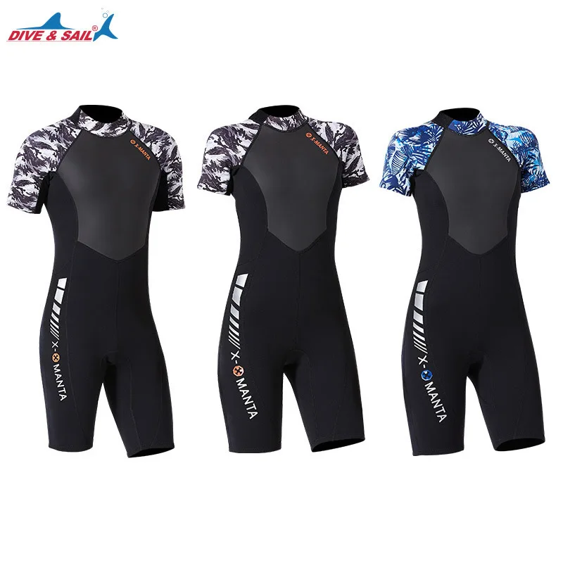 1.5mm Neoprene Wetsuit Swimwear UPF50+ Short Sleeve Diving suit One-piece Snorkeling Surfing Sailing Clothing Full Suit for Swim