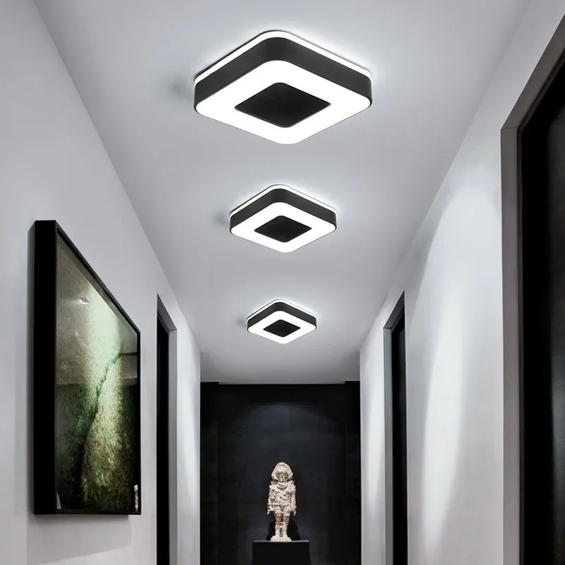 Nieuwe Design Led Plafondlamp Gang Kunstgalerie Decoratie Front Balkon Lamp Veranda Wit Zwart Lamparas De Techo Plafondlamp