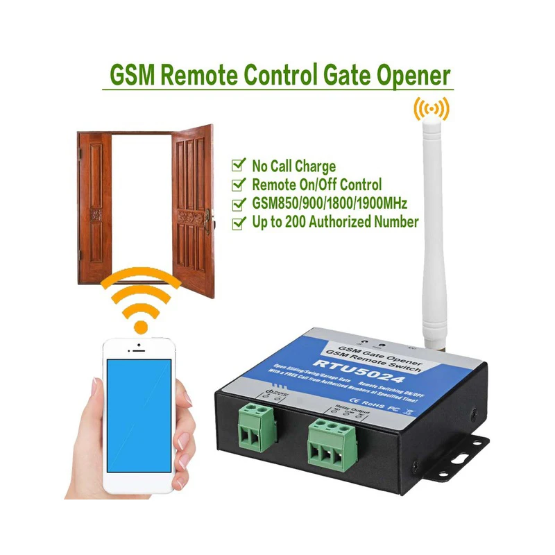 

RTU5024 GSM 3G 4G Wireless Door/Gate Opener with Remote Access Control & Relay Switch for Pump By Free Phone Call SMS Command