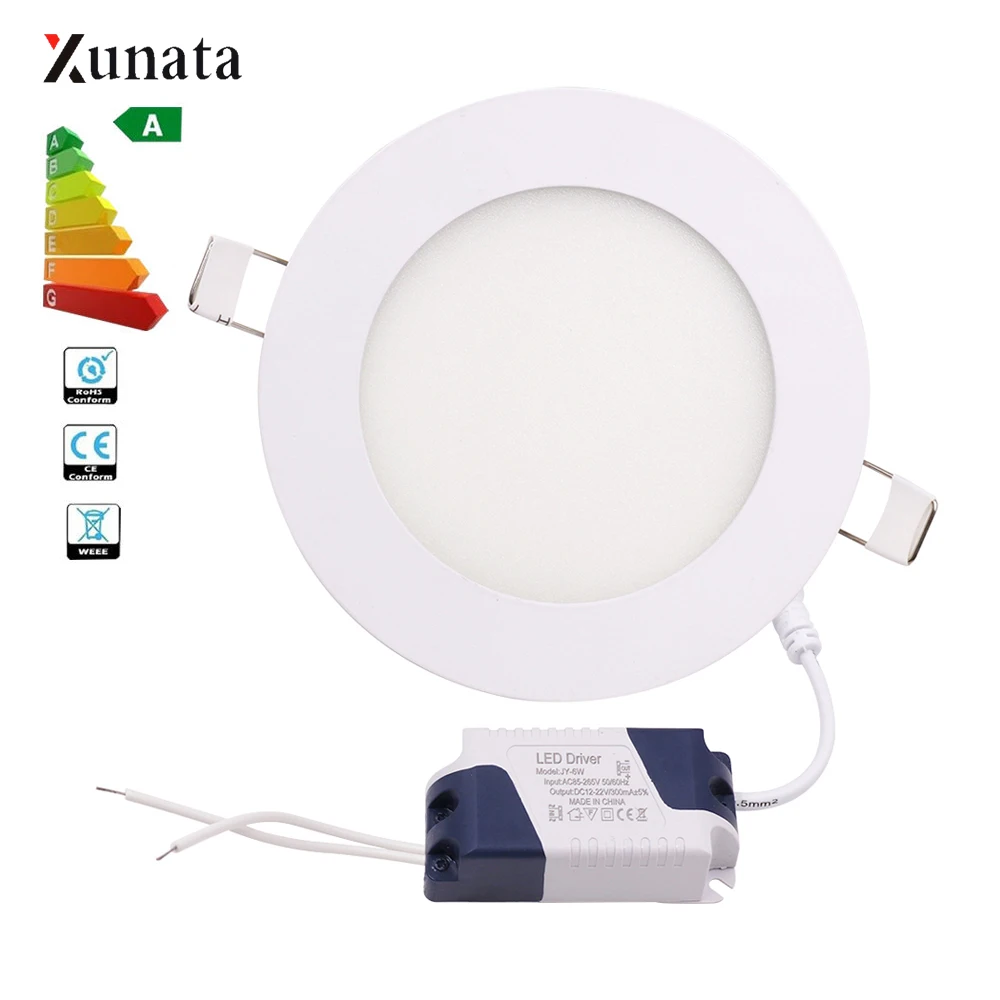 Ściemniania LED Panel światła sufitowe okrągłe lampa wpuszczana aluminium Ultra cienkie Downlight 3 W 6 W 9 W 12 W 15 W 18 W reflektor oprawy