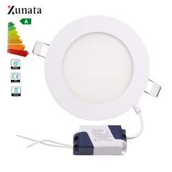 Ściemniania LED Panel światła sufitowe okrągłe lampa wpuszczana aluminium Ultra cienkie Downlight 3 W 6 W 9 W 12 W 15 W 18 W reflektor oprawy oświetleniowe