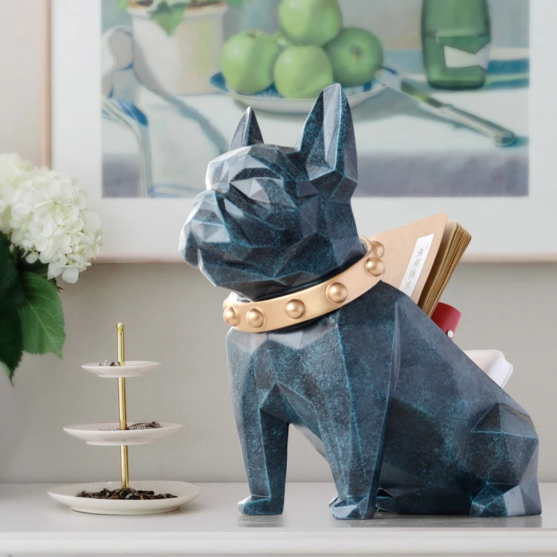 Storage Box For Home Decor organizer box Office Mobile Phone Tools Control Resin Dog Statue Figurine for Tabletop Desktop Holder