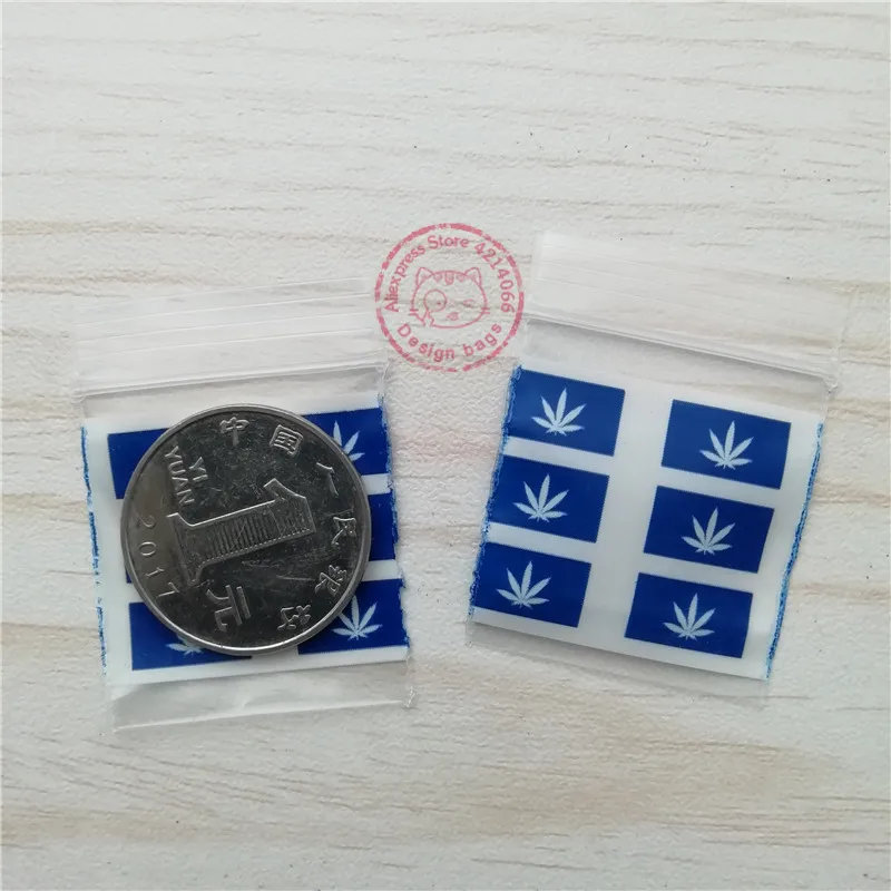 125125 100pcs Zipper Plastic Baggies Blue Leaf Desgin Resealable Zip Lock Package Small 1.25\