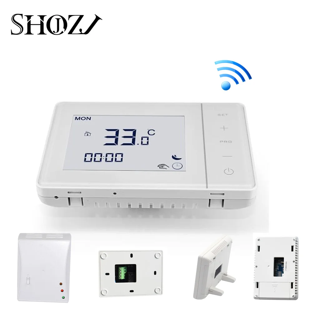 

SMART HOME Programmable Control of Adjustable Gas Boiler with Receiver RF Transmitter Mounting Plate Thermostat SHOJZJ