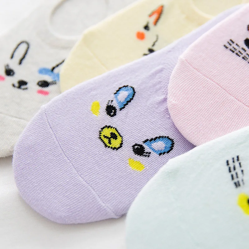 Japanese Spring Summer Small Animal Woman Invisible Socks Cotton Rabbit Fox Cartoon Socks  girl boy hosiery 1pair=2pcs ws105