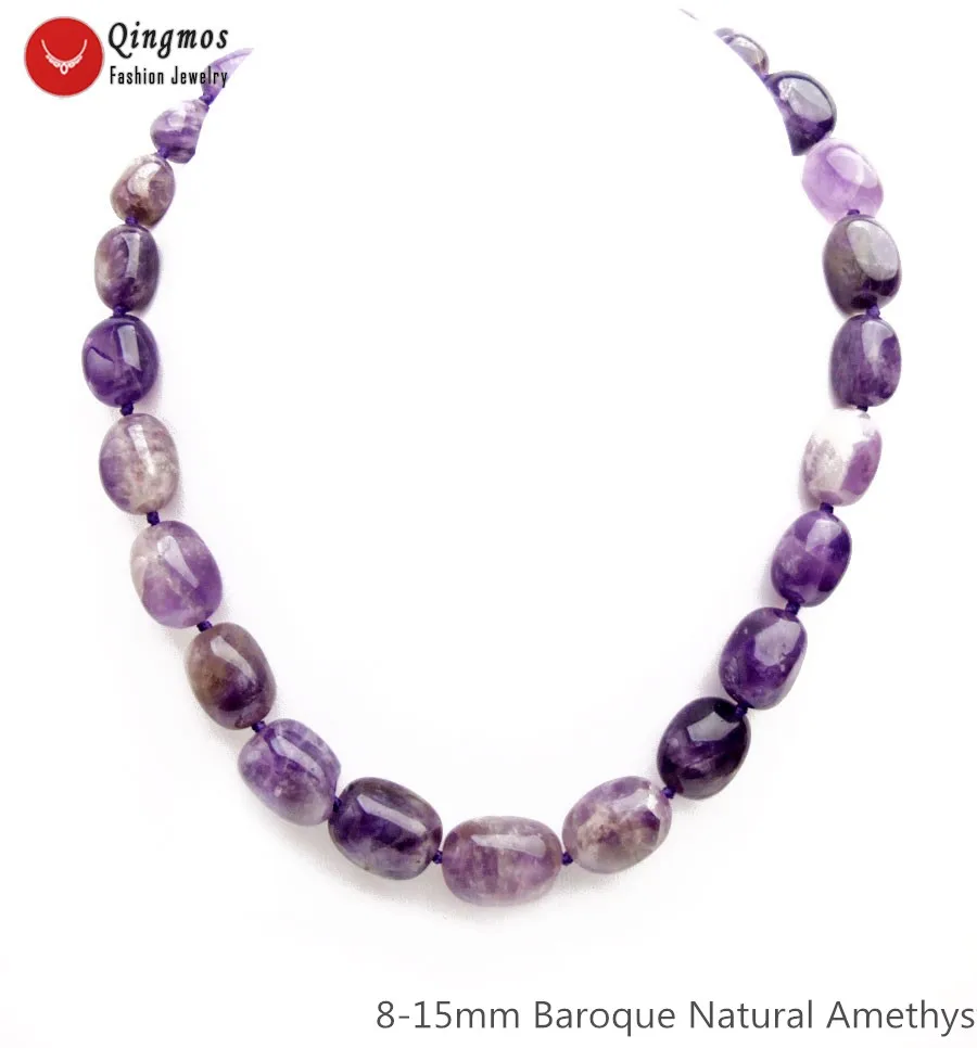 

Qingmos Trendy Natural Amethysts Necklace for Women with 8-15mm Baroque Purple Amethysts Chokers Necklace Jewelry 17" nec6512