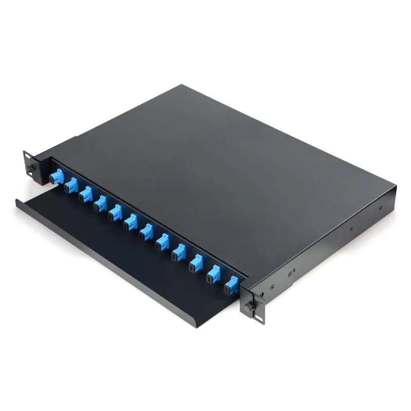 

12 Port Optical Fiber Terminal Box Fiber Patch Panel SC FC LC Pigtail ODF 1U Optical Fiber Distribution Frame Factory wholesale