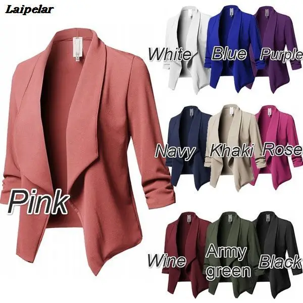 10 Colors S-5XL Jackat Coat Blazer Women Candy Slim OL Fold Short Fit Fashion  vintage White Black Blazers Suit Woman Tops