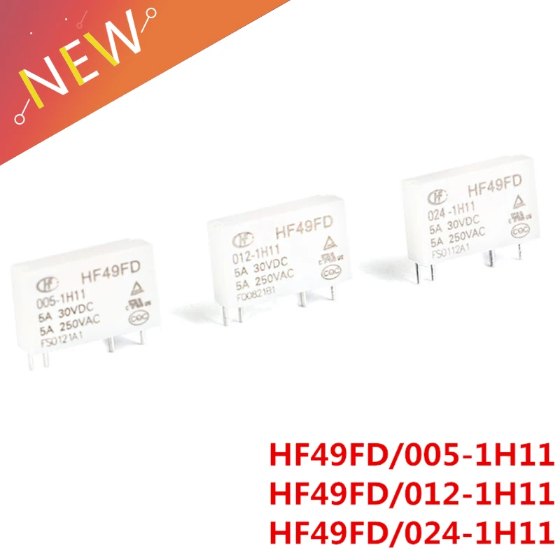 5PCS Hot Sale Relay 12V HF49FD-005-1H12 005-1H12 HF49FD DC5V 1H12 4PIN 5A Relay 5V Rele 12V 24V