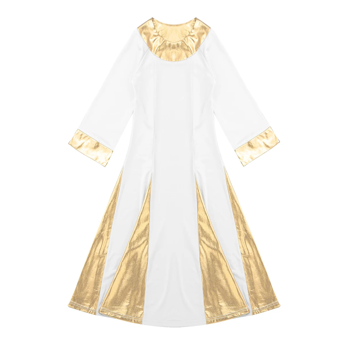 Girls Contemporary Lyrical Liturgical Dance Dress Teen Metallic Robe Dress Church Party Celebration Praise Ballet Dance Dress