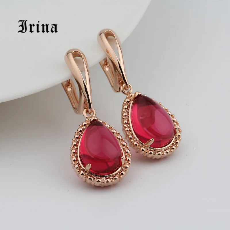 Irina 5 Color Classic Water Drop Glass Stone Beads Crystal Pendant Dangler Dangle Earring Women Jewelry Decoration