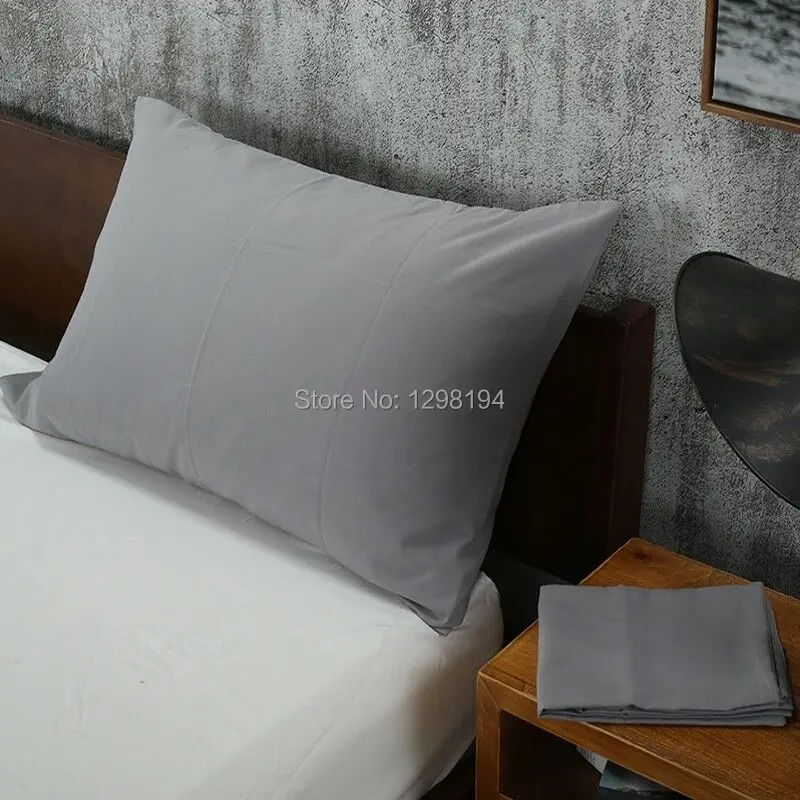 2PCS=1Pair Solid Color Bed Pillow Case Pillowcases Bedding Bedroom Pillow Cover Standard Queen Size White Green Gray Yellow