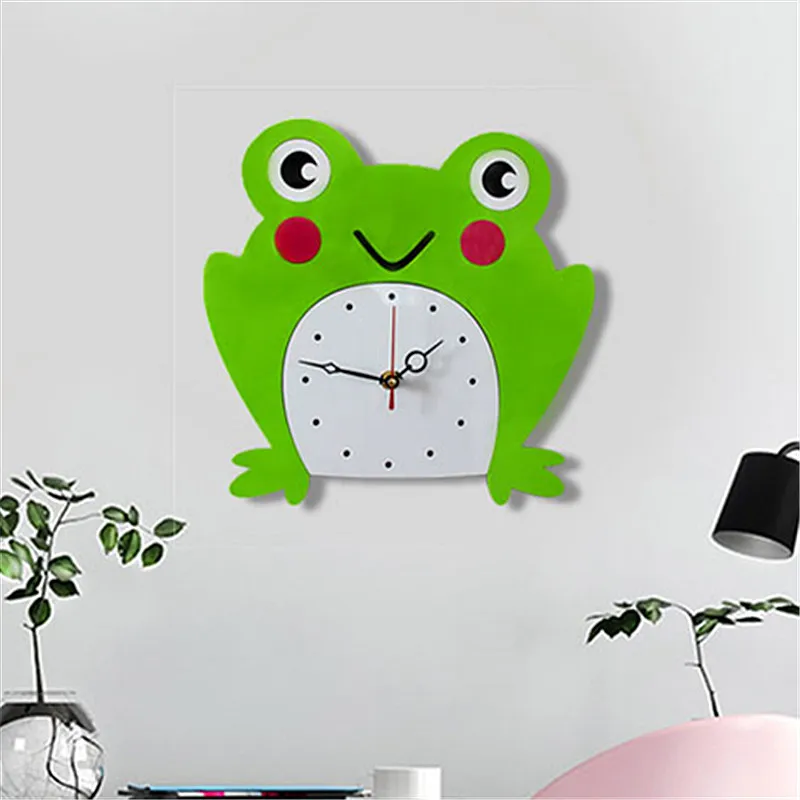 Cartoon Frog Panda Wall Clock Creative Acrylic Mute Children Bedroom Living Wall Clock Home Decor Christmas Gifts