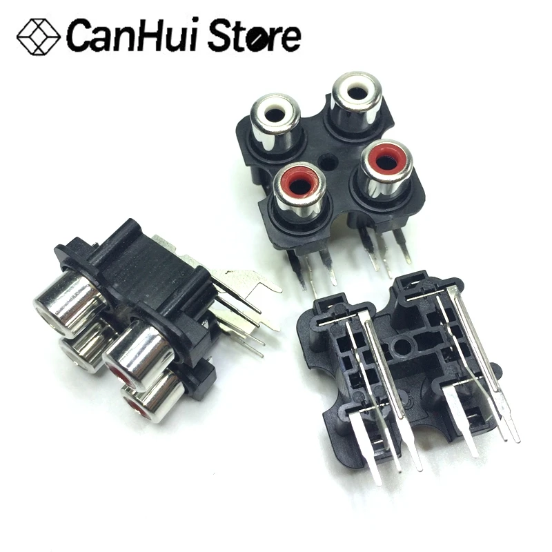 5Pcs 2/4/6 hole RCA Female Stereo audio Jack AV Audio input socket Connector Lotus row Amplifier Interface Signal connection