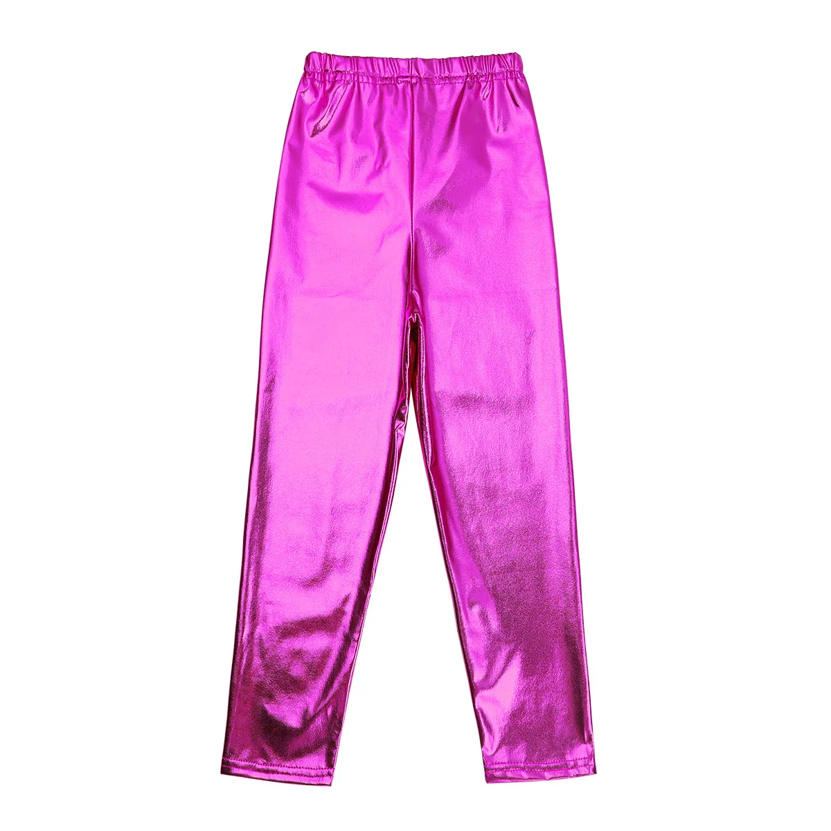 iEFiEL Kids Girls Shiny Metallic Fashion Solid Skinny Pants Leggings for Stage Performances Costumes or Class Dance Competitions