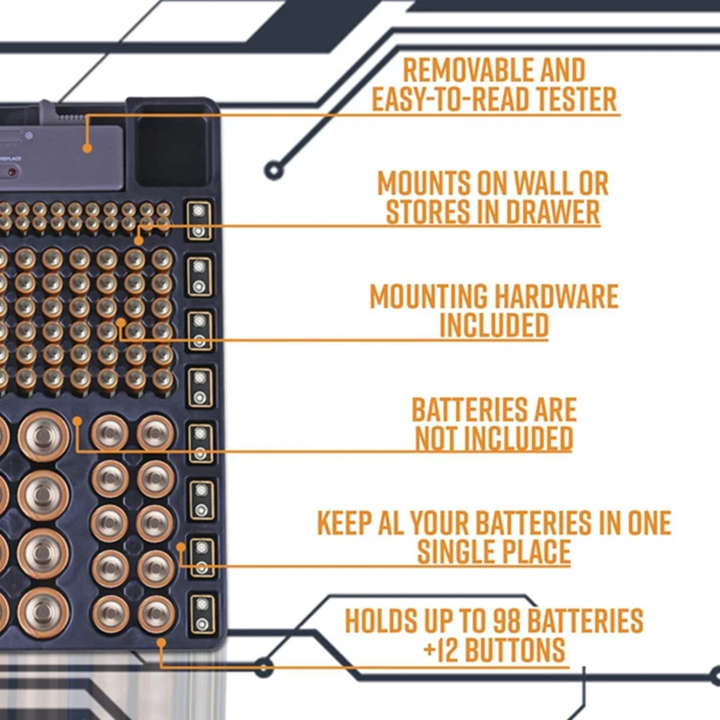 Przechowywanie baterii Organizer z Tester baterii Caddy skrzynia Rack Box posiadacze w tym bateria Checker do AAA AA C D 9V