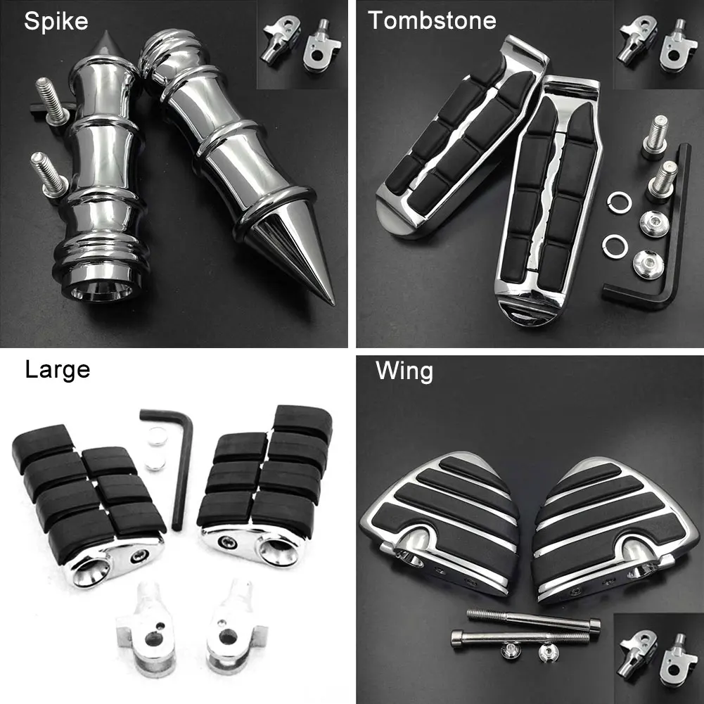 Large Front Foot Pegs For 2004-2014 13 Triumph Rocket III 3 All Models Classic Touring Roadster footpeg Rest Pedal Billet Rubber