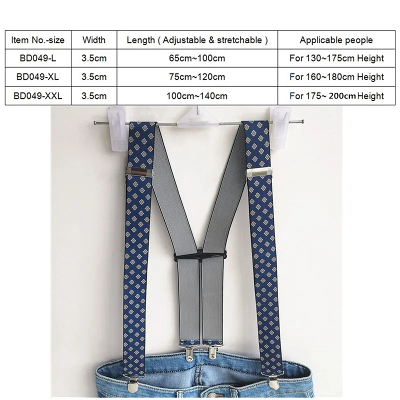 Chinese Knot Printed Unisex Men Suspender Elastic Adjustable Braces Suspensorios Teenager Adult Children Women 4 Clips on  BD049