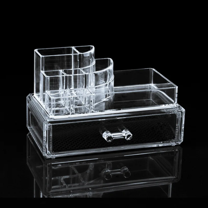 

Acrylic Cosmetic Jewelery Rack Makeup Organizer Box Case Clear with 1 Storage Drawers