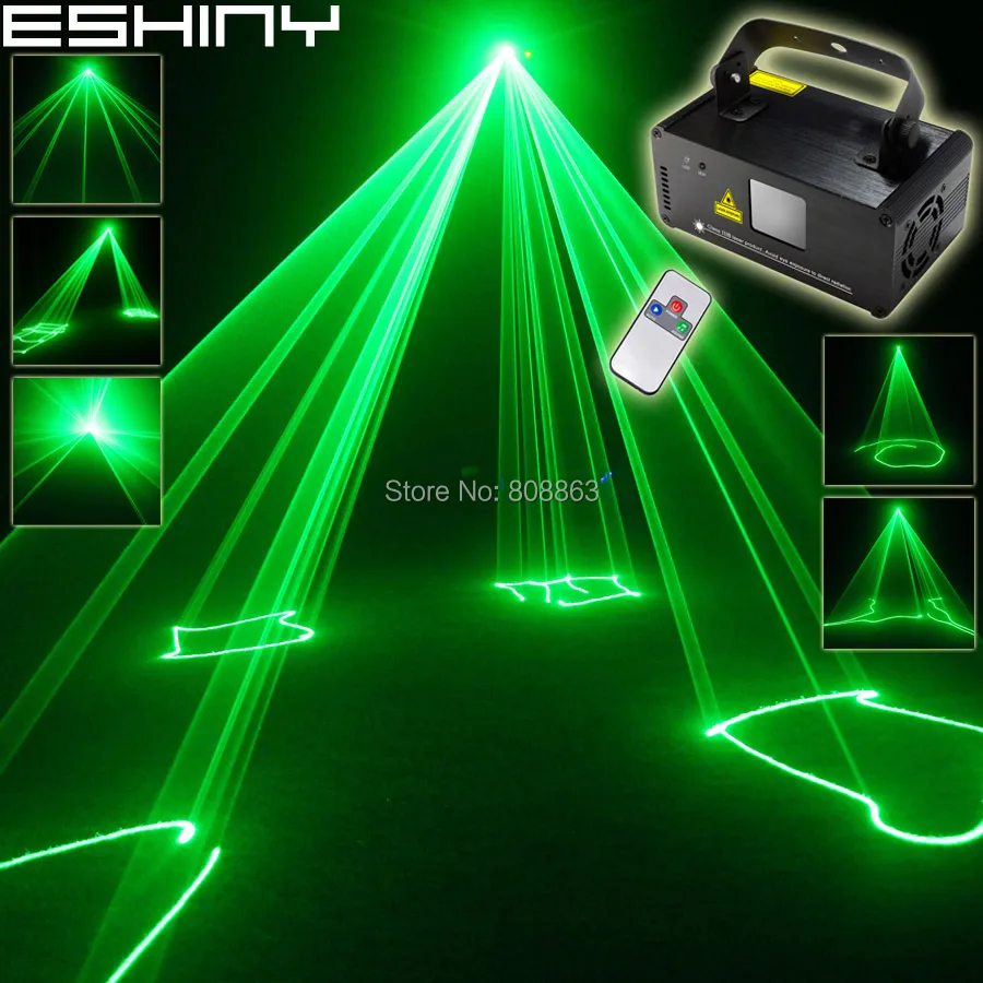 ESHINY Green 100mW Laser Lines Scanner Beam Remote DMX512 Stage Light DJ Dance Bar Xmas Home Party Disco Lighting Show B112D3